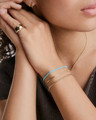 Anya Turquoise Beaded Bracelet-14k Yellow Gold / Turquoise / 7 inches