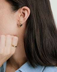 Charlotte Textured Huggie Hoops-18k Gold Vermeil