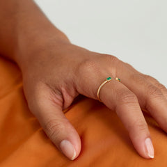 Baguette Emerald Open Ring-14k Yellow Gold / Emerald / 8