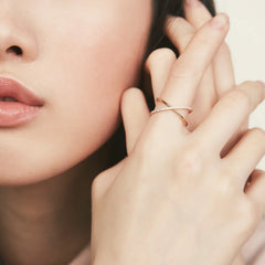 PavÃ© Diamond X Ring-14k Yellow Gold / Natural Diamond / 5