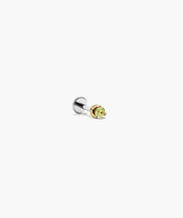 Piercing Studio - Single Gemstone Mini Flat Back Stud-14k Yellow Gold / Peridot / Flat Back