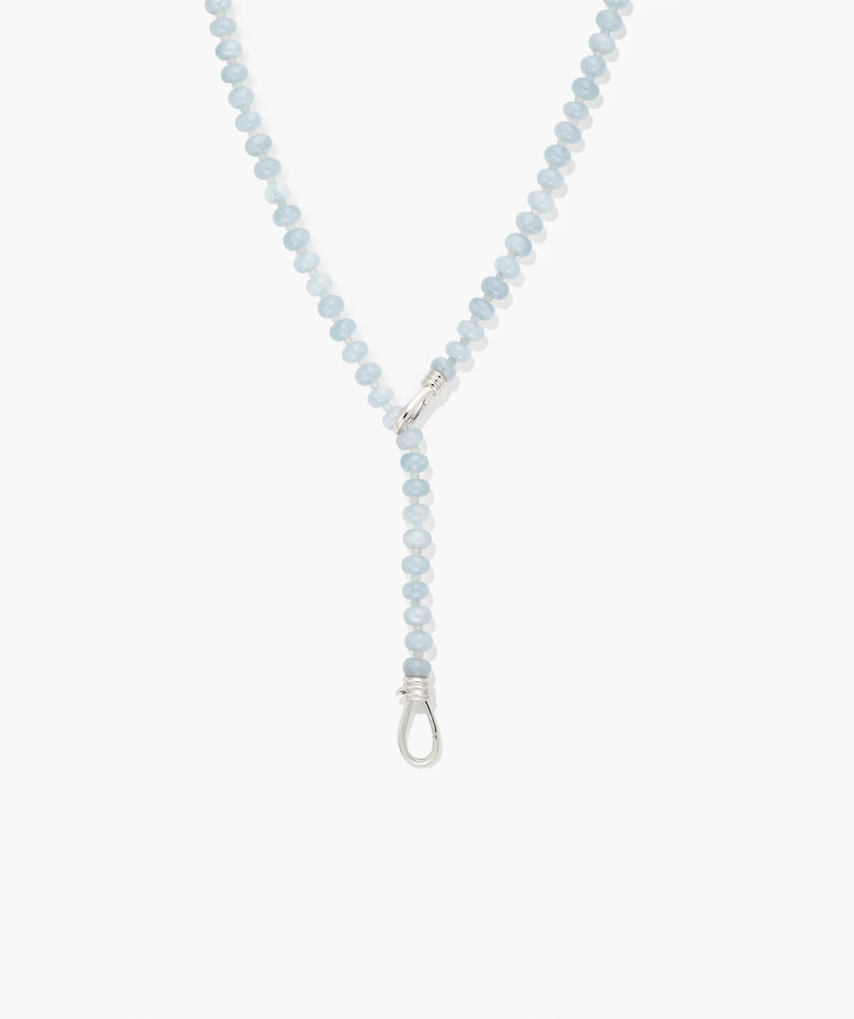 Isla Adjustable Lariat Necklace-Sterling Silver / Aquamarine / 20"