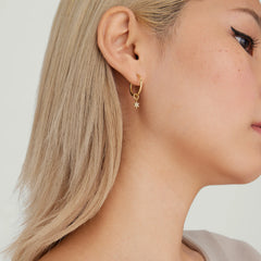 Single PavÃ© Diamond Star Hoop Charm-14k Yellow Gold / Natural Diamond