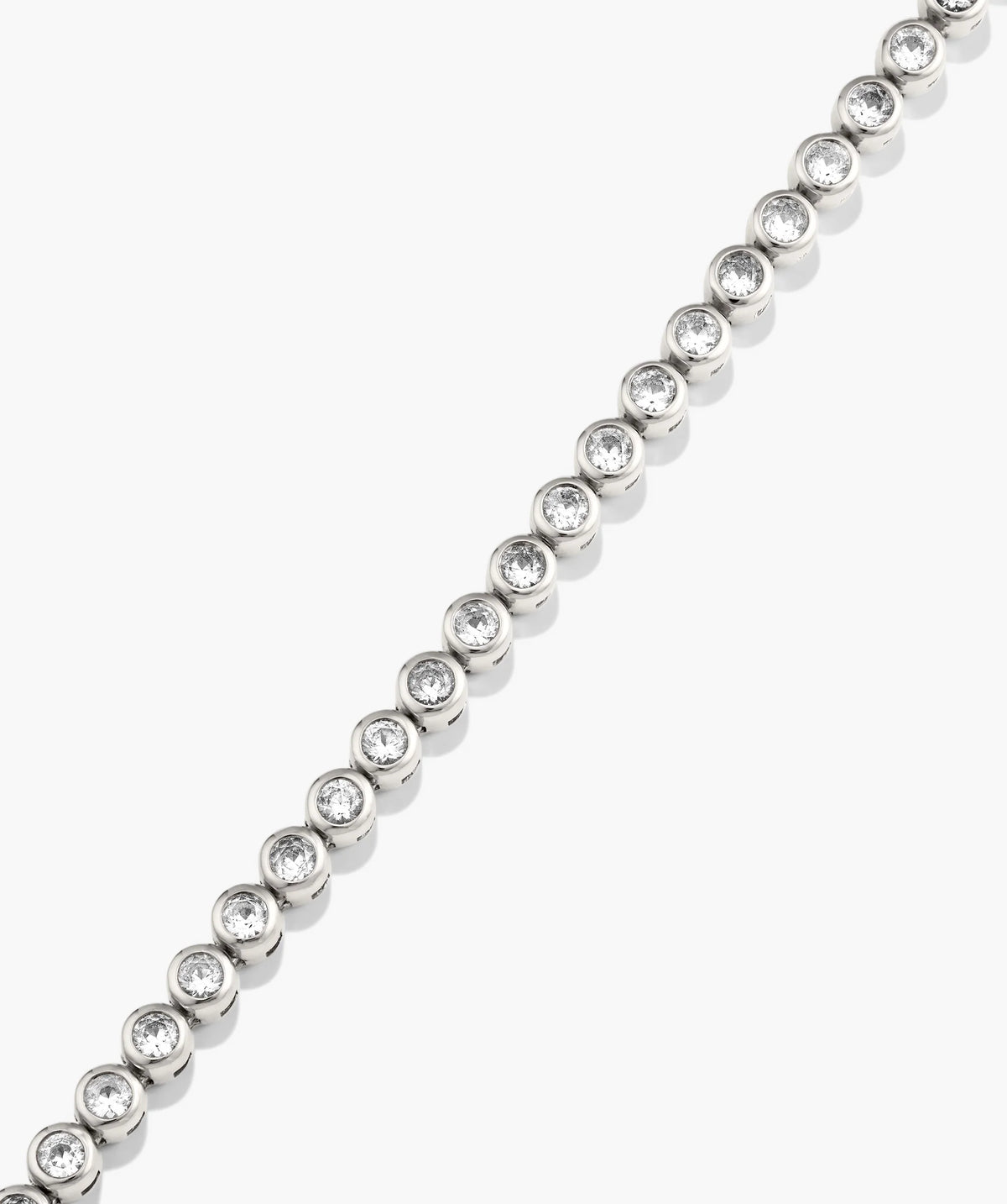 Zadie Bezel Lab Grown Sapphire Tennis Necklace-Sterling Silver / Lab Grown White Sapphire / 15.5 inches