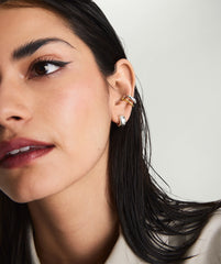 Single Duet Mixed Ear Cuff-18k Gold Vermeil, Sterling Silver