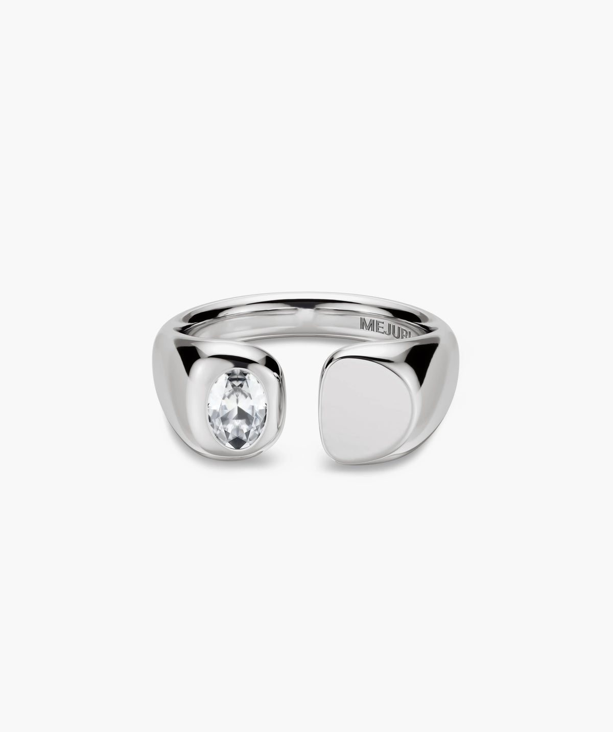Noa Open Signet Ring-Sterling Silver / Lab Grown White Sapphire / 5