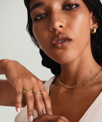 Triple Link Paperclip Chain Charm Necklace-14k Yellow Gold / 16 inches