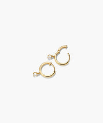 Round Lab Grown Sapphire Hoops-18k Gold Vermeil / Lab Grown Sapphire