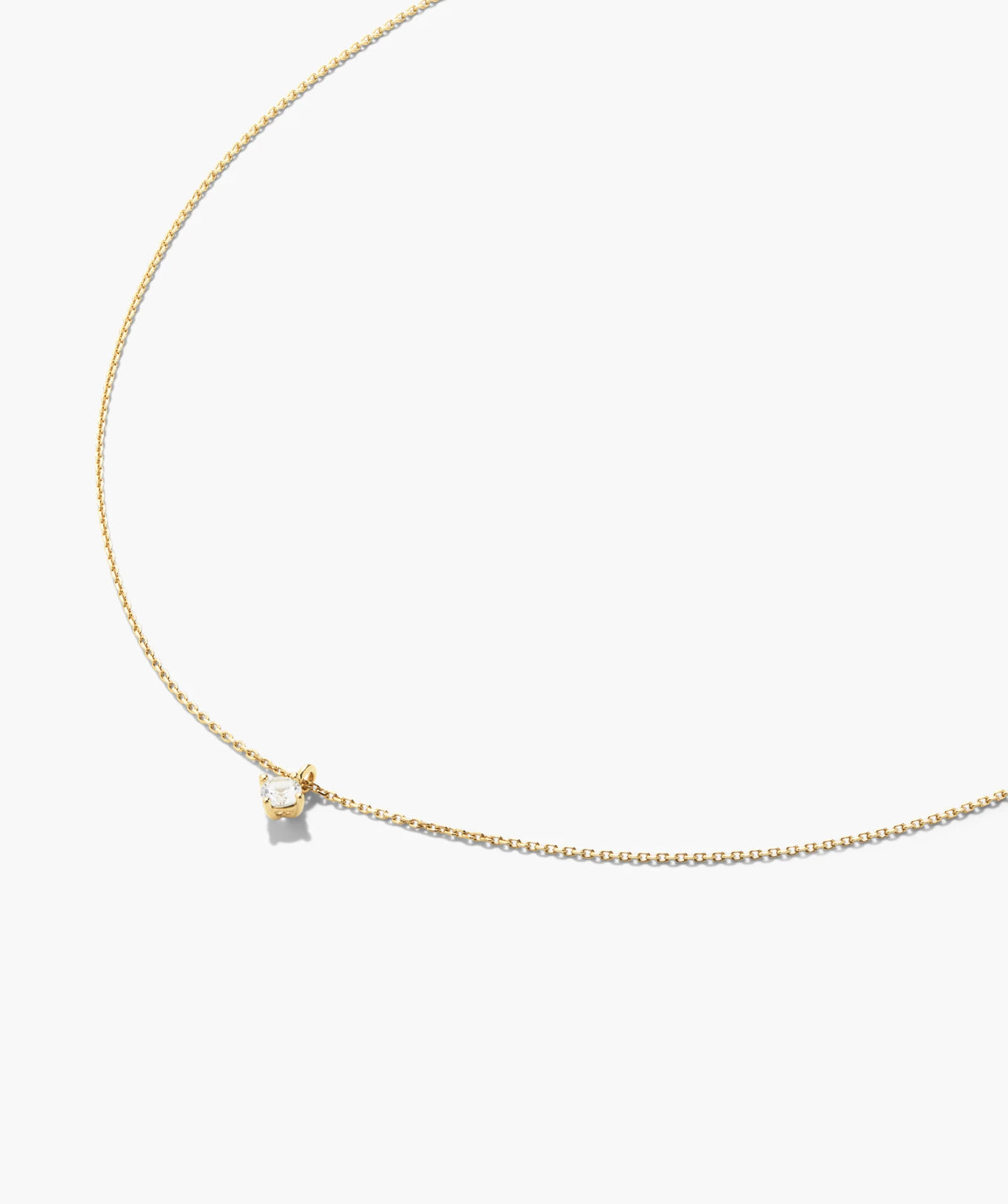 Round Lab Grown Sapphire Necklace-18k Gold Vermeil / Lab Grown White Sapphire / 16-18 inches