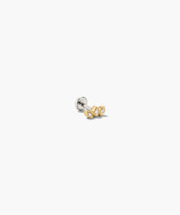 Single Marquise Diamond Bar Stud-14k Yellow Gold / Natural Diamond / Flat Back