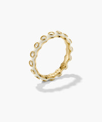 Enamel Charlotte Stacker Ring-18k Gold Vermeil, Cream Enamel / Lab Grown White Sapphire / 4