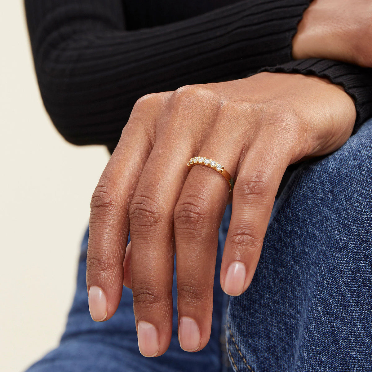 Bold Diamond Half Eternity Ring-14k Yellow Gold / Natural Diamond / 9.5