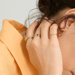 Baguette Emerald Open Ring-14k Yellow Gold / Emerald / 8