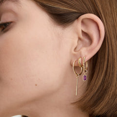 Single Bar Hoop Charm-14k Yellow Gold