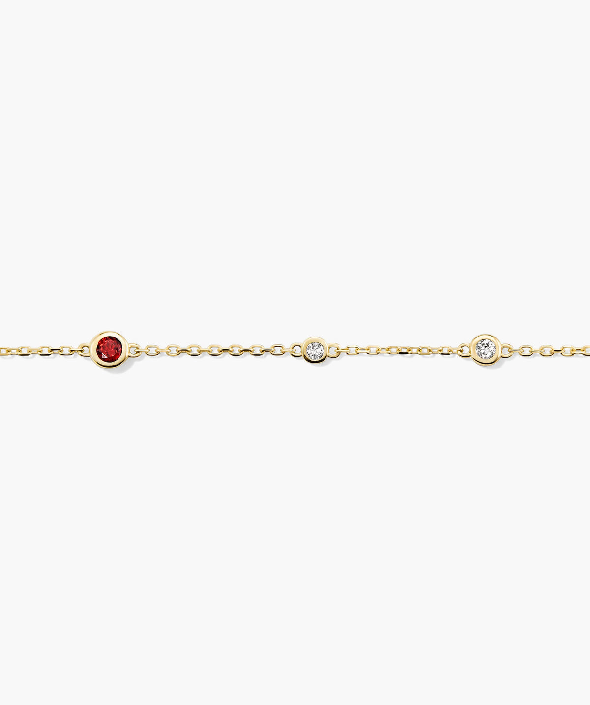 Multi Gemstone Station Bracelet-14k Yellow Gold / Garnet / 7-8 inches