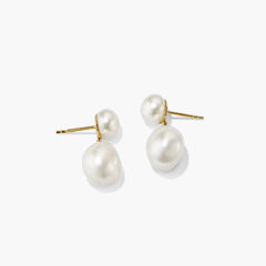 Bold Pearl Drop Earrings-18k Gold Vermeil / Pearl