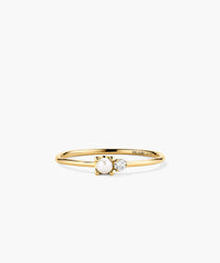 Beverly Ring-14k Yellow Gold / Natural Diamond, Pearl / 4