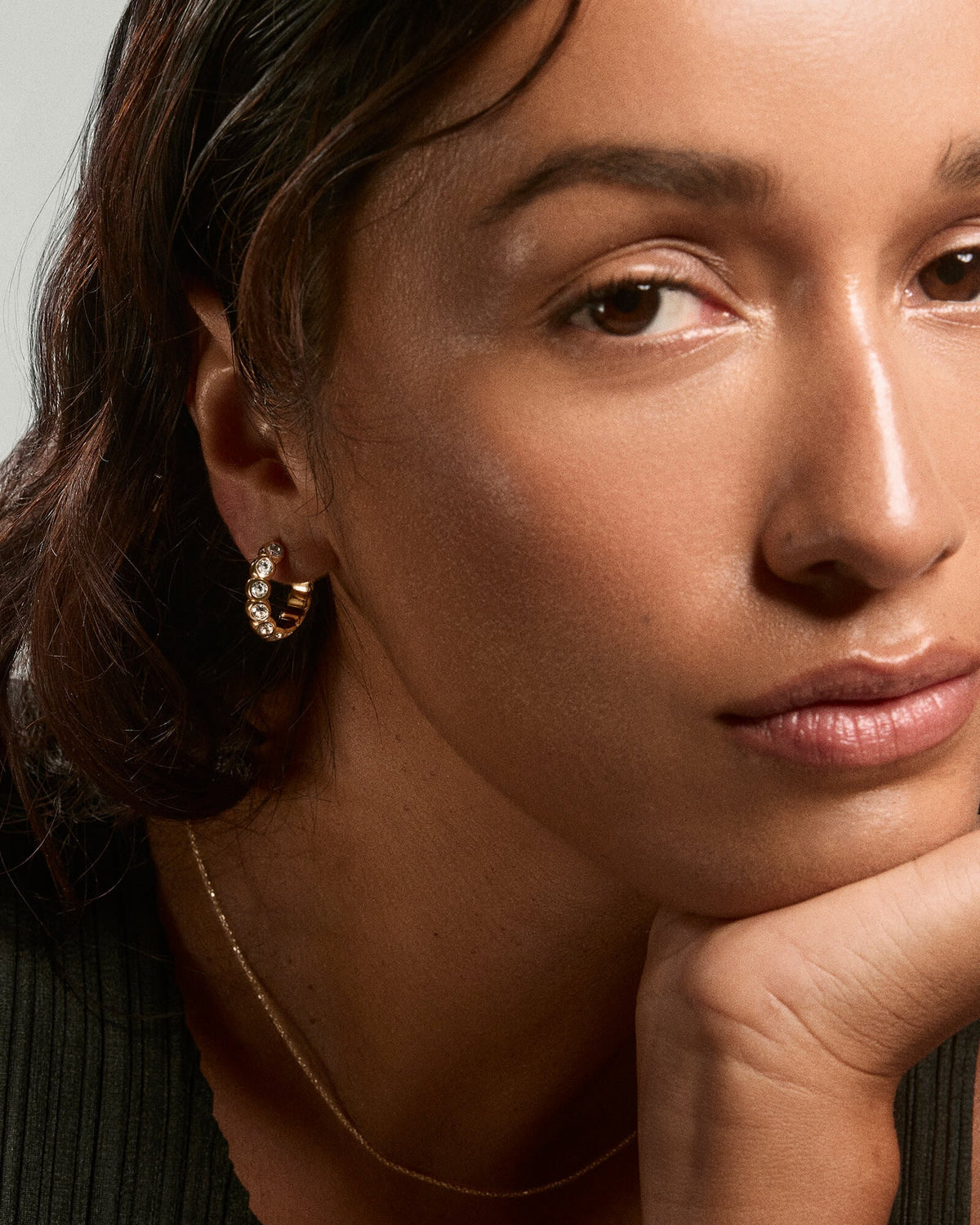 Thea Hoops-18k Gold Vermeil / Lab Grown White Sapphire