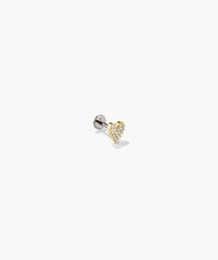 Piercing Studio - Single PavÃ© Diamond Heart Flat Back Stud-14k Yellow Gold / Natural Diamond