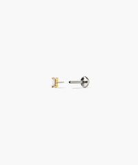Single Mini Baguette Stud-14k Yellow Gold / Natural Diamond / Flat Back