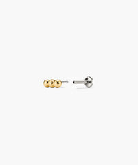 Single Spheres Bar Stud-14k Yellow Gold / Flat Back