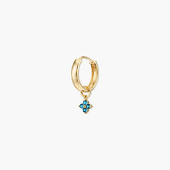 Single Gemstone Cluster Hoop Charm-10k Yellow Gold / London Blue Topaz