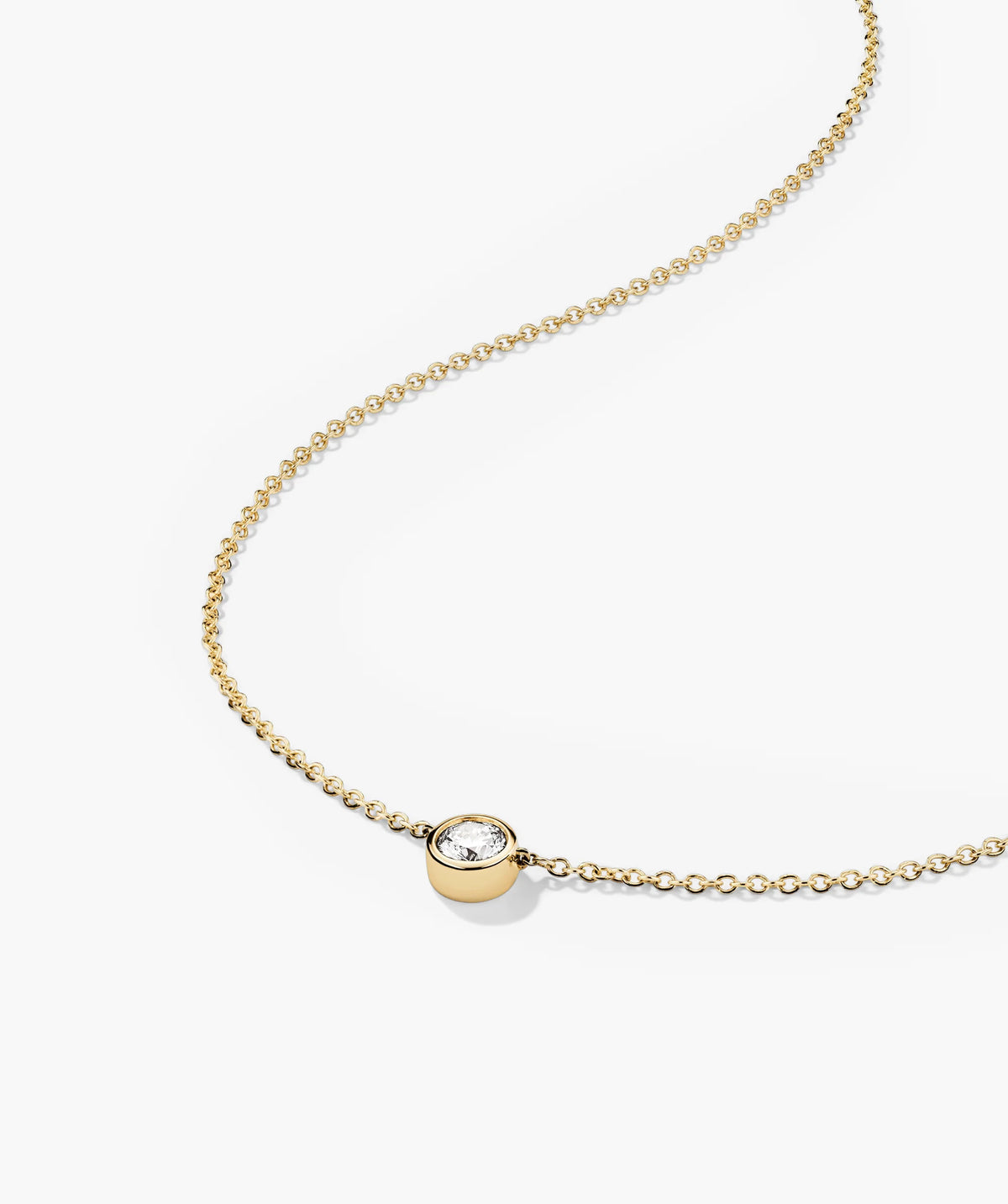 Bezel Lab Grown Diamond Necklace 0.5 ct-14k Yellow Gold / Lab Grown Diamond / 16-18 inches