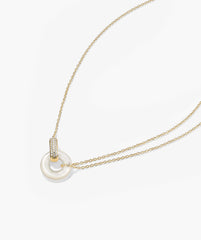 Linked PavÃ© Diamond Pearl Necklace-14k Yellow Gold / Pearl / 16-18 inches