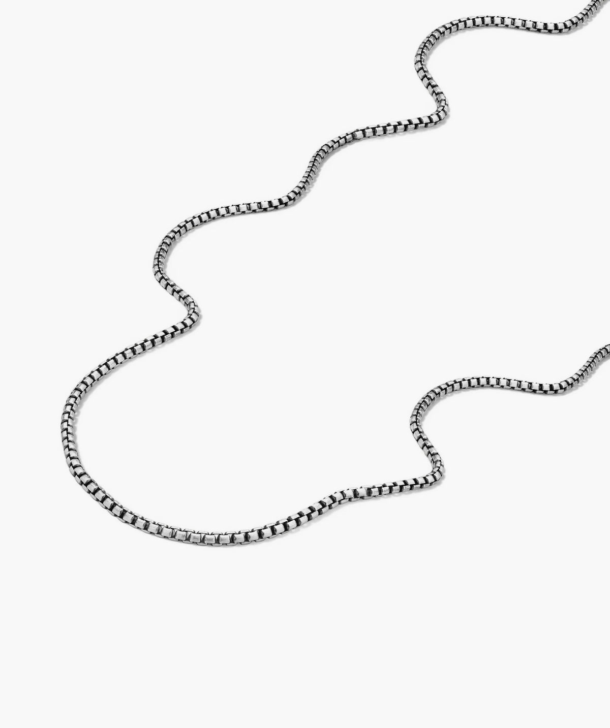 Round Box Chain Necklace-Oxidized Sterling Silver / 22 inches