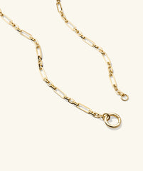 Triple Link Paperclip Chain Charm Necklace-14k Yellow Gold / 16 inches