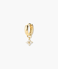Cluster Pearl Hoop Charm-14k Yellow Gold / Pearl