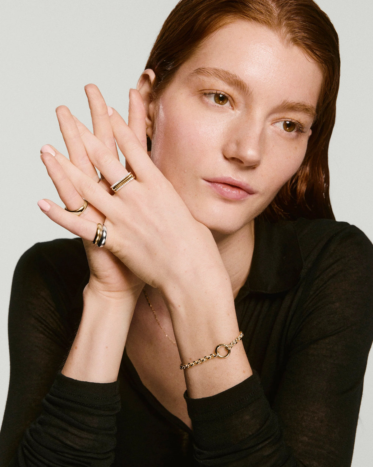 PavÃ© Puzzle Stacking Ring-18k Gold Vermeil / Lab Grown White Sapphire / 7