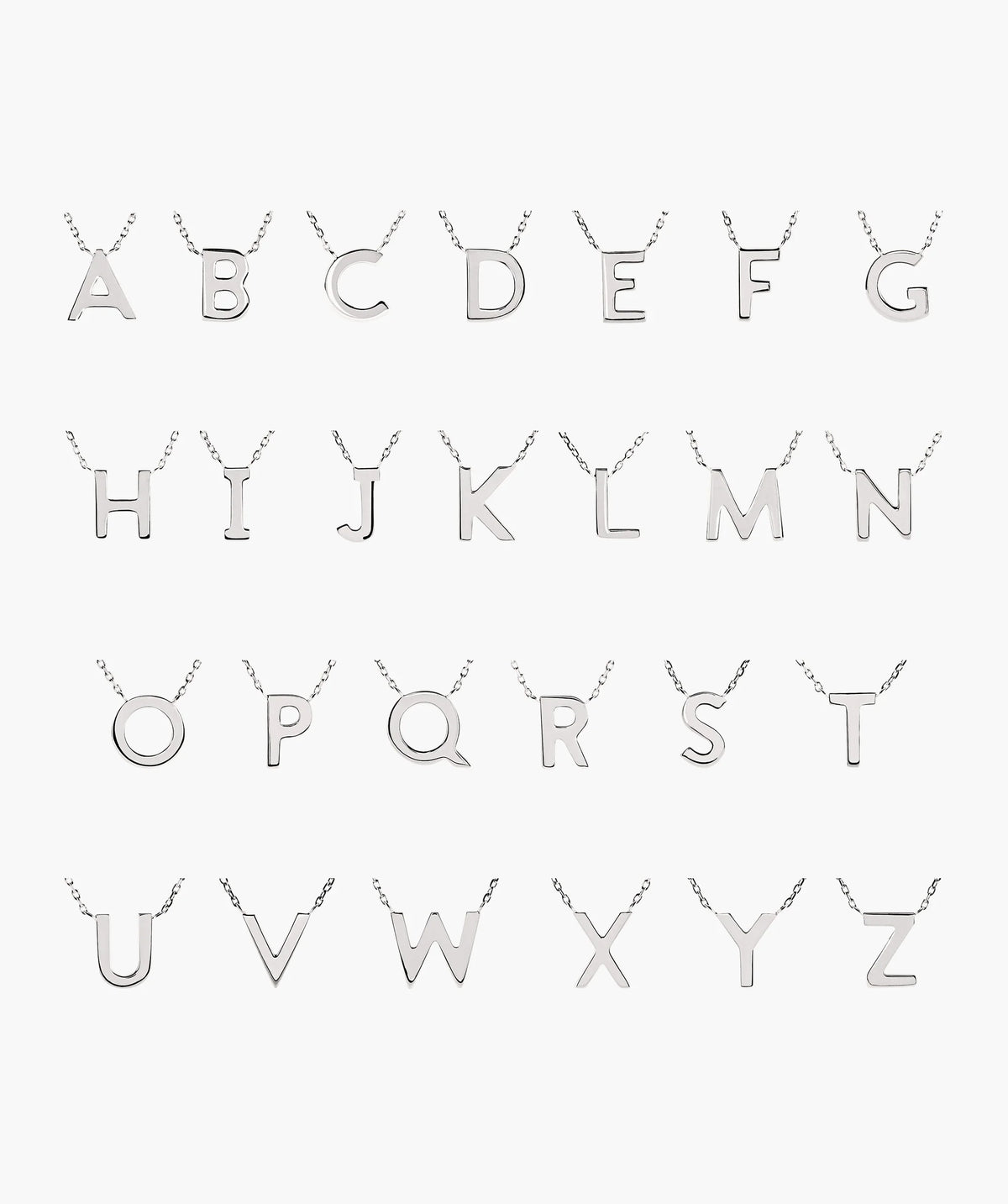 Letter Necklace-Sterling Silver / Q / 14-16 inches