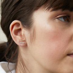 PavÃ© Diamonds Long Bar Studs-14k Yellow Gold / Natural Diamond