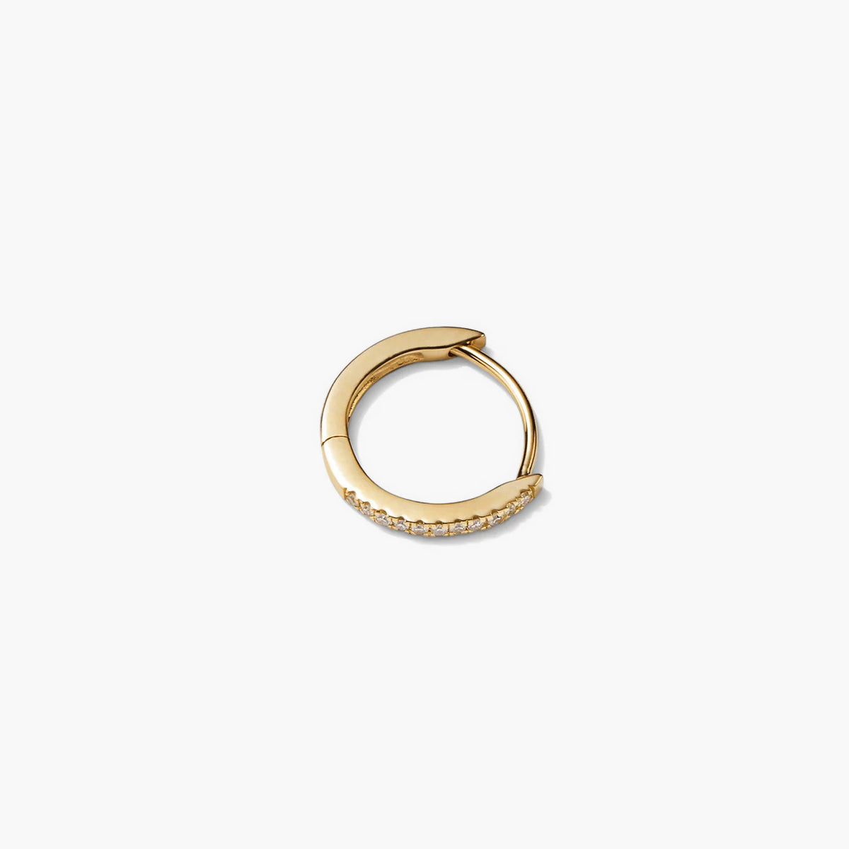 Single PavÃ© Diamond Huggie Hoop-14k Yellow Gold / Natural Diamond