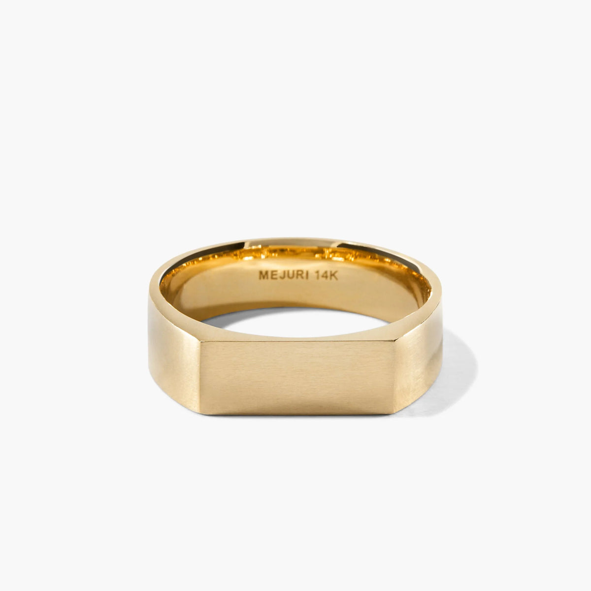 Slim Rectangular Signet Ring-Brushed Gold / 8