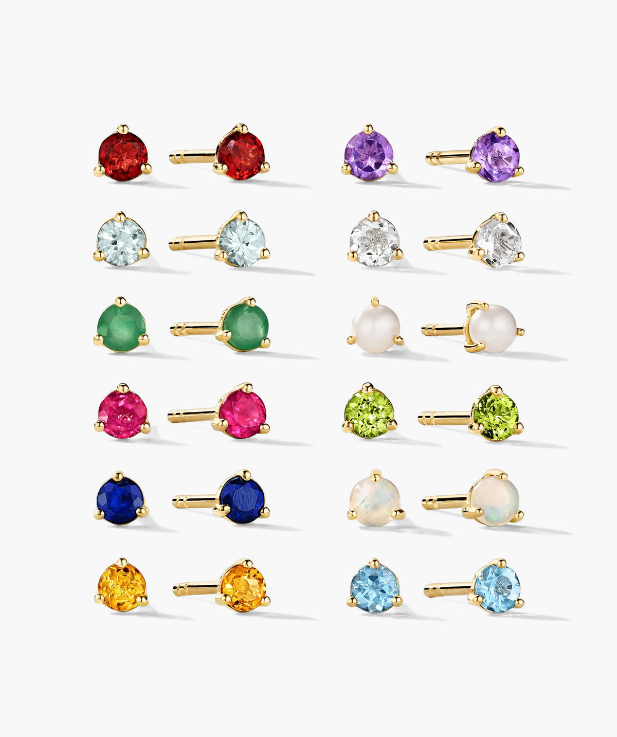 Gemstone Mini Studs-14k Yellow Gold / Ruby