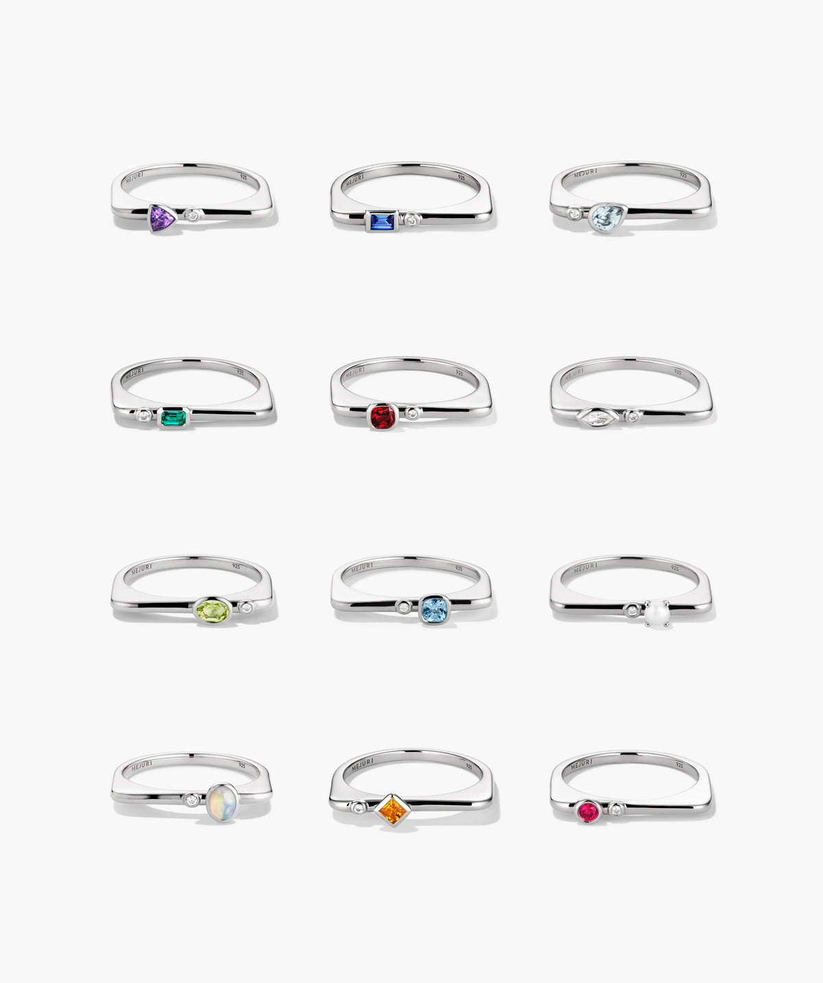 Puzzle Stacking Ring-Sterling Silver / Swiss Blue Topaz / 9