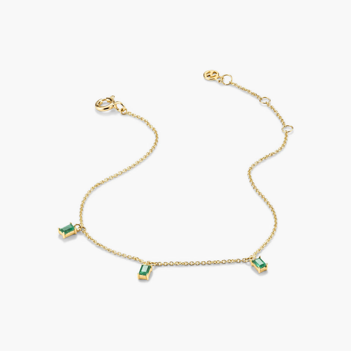 Baguette Gemstone Bracelet-14k Yellow Gold / Emerald / 6-7 inches