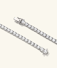 Lab Grown Sapphire Tennis Necklace-Sterling Silver / Lab Grown White Sapphire / 17.5 inches