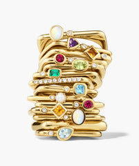 PavÃ© Puzzle Stacking Ring-18k Gold Vermeil / Lab Grown White Sapphire / 7