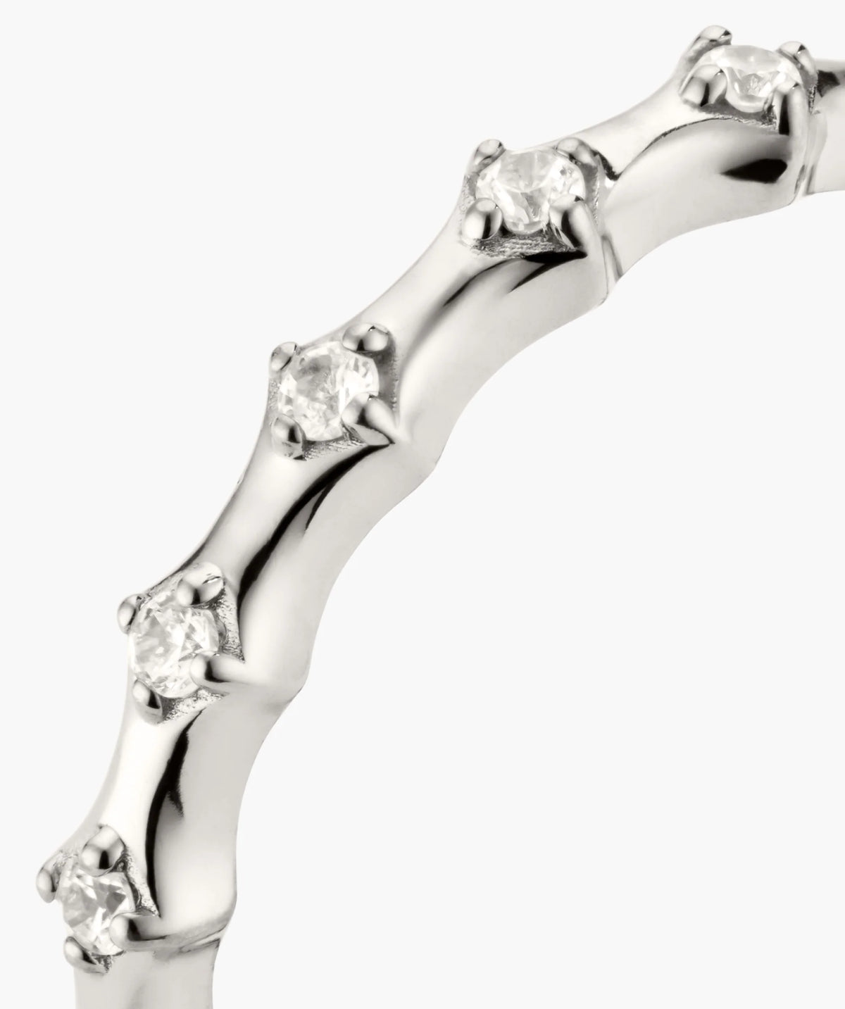 Charlotte Crest Stacker Ring-Sterling Silver / Lab Grown White Sapphire / 4