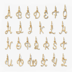 Cursive Letter Charm-10k Yellow Gold / X