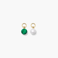 Single Pearl Hoop Charm-14k Yellow Gold / Pearl