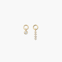 Single Diamond Icicle Hoop Charm-14k Yellow Gold / Natural Diamond