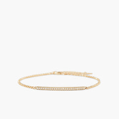 Pave Diamond Bar Bracelet-14k Yellow Gold / Natural Diamond / 6-7 inches