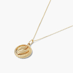 Victory: Winged Coin Charm Pendant-14k Yellow Gold