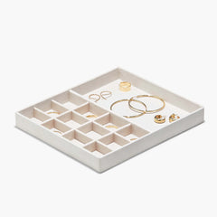 Jewelry Box-Beige Grain Leather, Anti-tarnish Microsuede