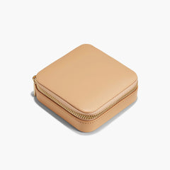 Travel Case-Beige Grain Leather, Anti-tarnish Microsuede