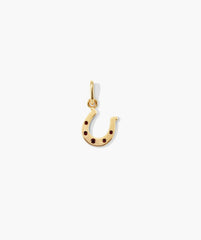 Horseshoe Charm-14k Yellow Gold / Garnet